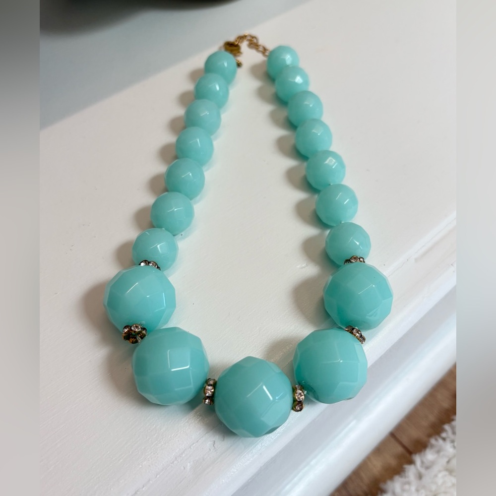 J. Crew || Chunky Blue Faceted Beads Necklace - Picture 2 of 5